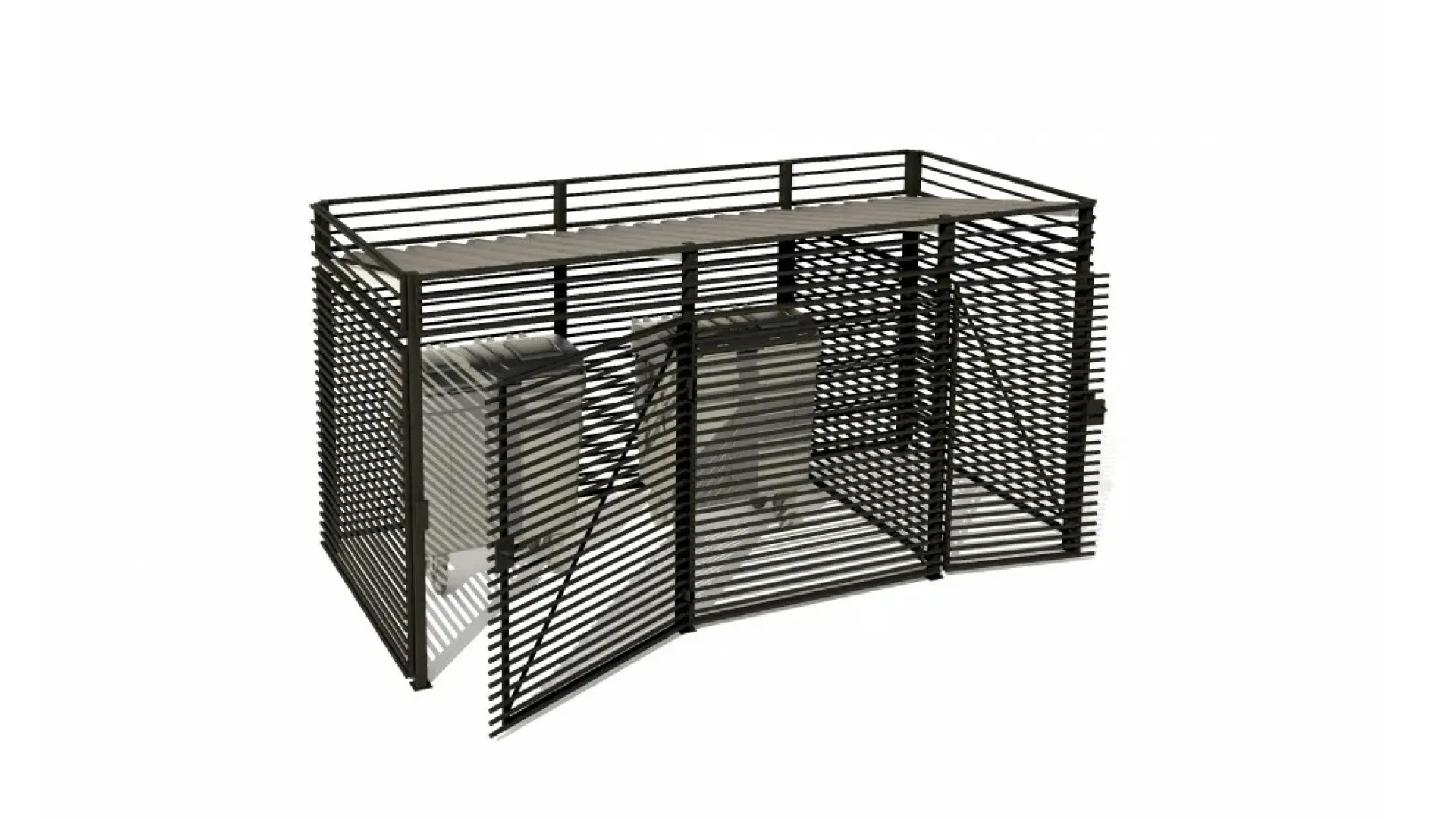 Контейнерная площадка с крышей 3064х1306х2074 мм 2 шт